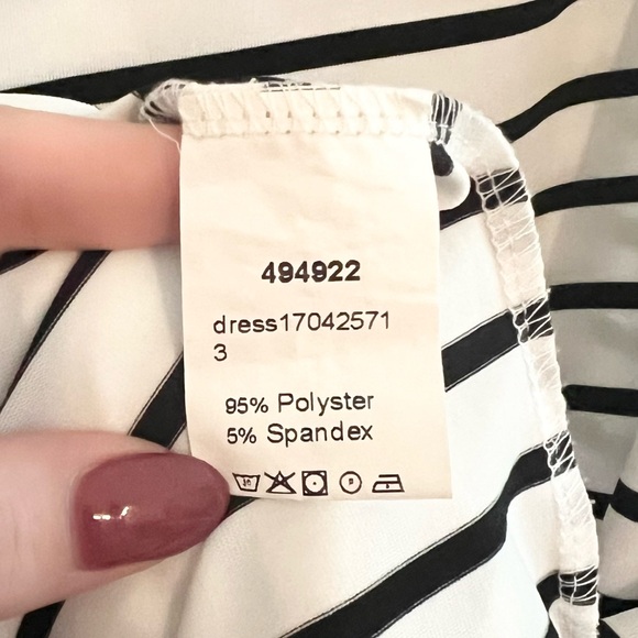 Shein White Dress with Black Thin Stripes Short Sleeve Mini Dress Criss Cross L - Picture 5 of 6